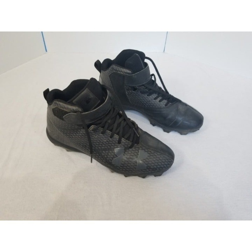 Under Armour Baseball Cleats 45011-70764 Size 11 Black on Black Hi Tops